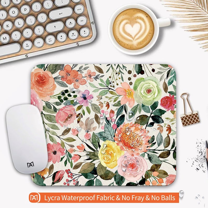 Armanza Square Mouse Pad Watercolour Floral,Personalized Premium-Textured Custom Mouse Mat Design,Washable Mousepad Lycra Cloth,Non-Slip Rubber Base Computer Mouse Pads for Wireless Mouse - Image 3